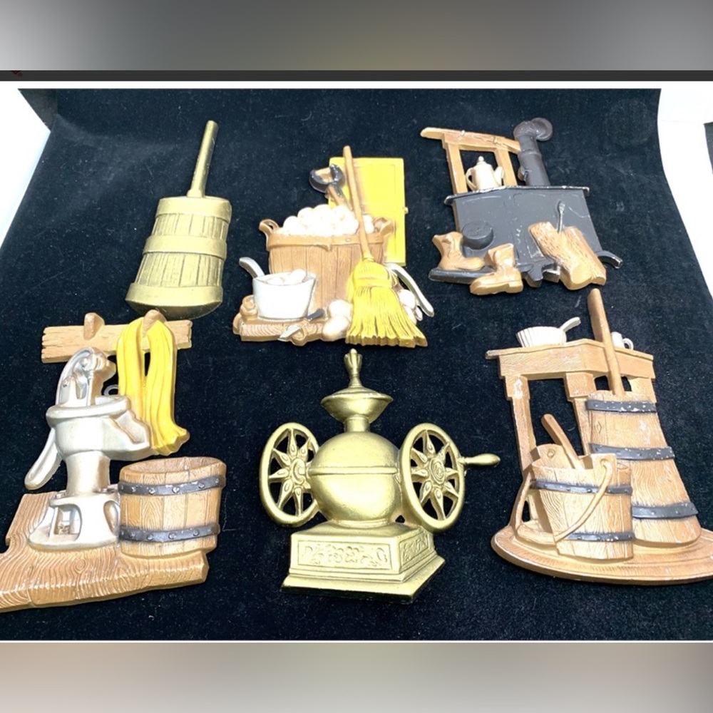 Vintage Sexton Cast Metal Wall Art 6"/8" – Lot of Six – Made in USA